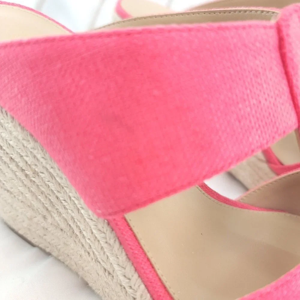 Michael Kors Womens Bradley 40S3BYMS1D Geranium Wedge Espadrille Sandal Sz 7.5M